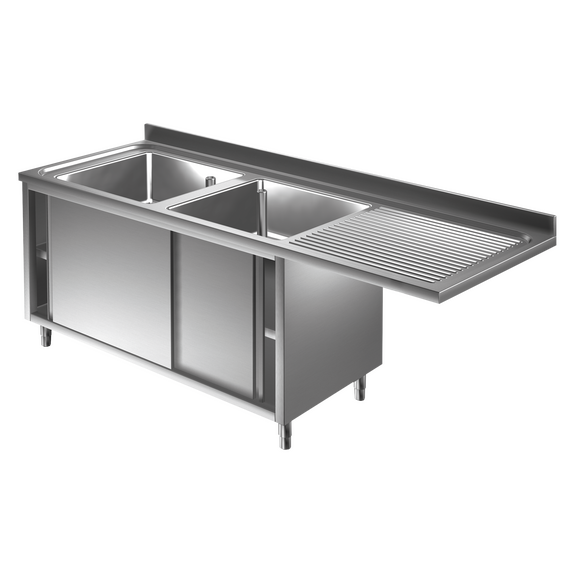 Prismafood Spülmaschinen Spülschrank 1,8m - 2 Becken links L50xB50xT30cm STD Prismafood Spülmaschinen Spülschrank 1,8m - 2 Becken links L50xB50xT30cm STD