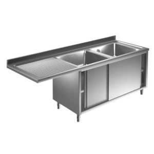 Prismafood Spülmaschinen Spülschrank 1,8m-2 Becken Rechts L50xB40xT25cm STD