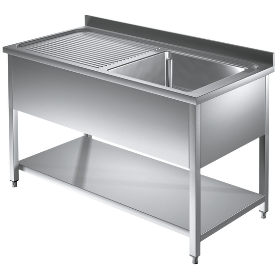Prismafood Spültisch mit Grundboden 1,2m - 1 Becken rechts L50xB50xT30cm STD Prismafood Spültisch mit Grundboden 1,2m - 1 Becken rechts L50xB50xT30cm STD