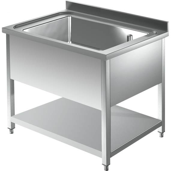 Prismafood Topf - Spültisch mit Grundboden 1,6m-1 Becken L136xB42xT35cm STD Prismafood Topf - Spültisch mit Grundboden 1,6m-1 Becken L136xB42xT35cm STD