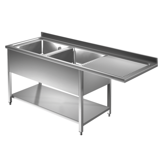 Prismafood Spülmaschinen Spültisch 1,8m - 2 Becken links L50xB50xT30cm STD Prismafood Spülmaschinen Spültisch 1,8m - 2 Becken links L50xB50xT30cm STD