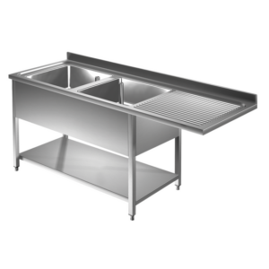 Prismafood Spülmaschinen Spültisch 1,6m - 2 Becken links L40xB50xT25cm STD
