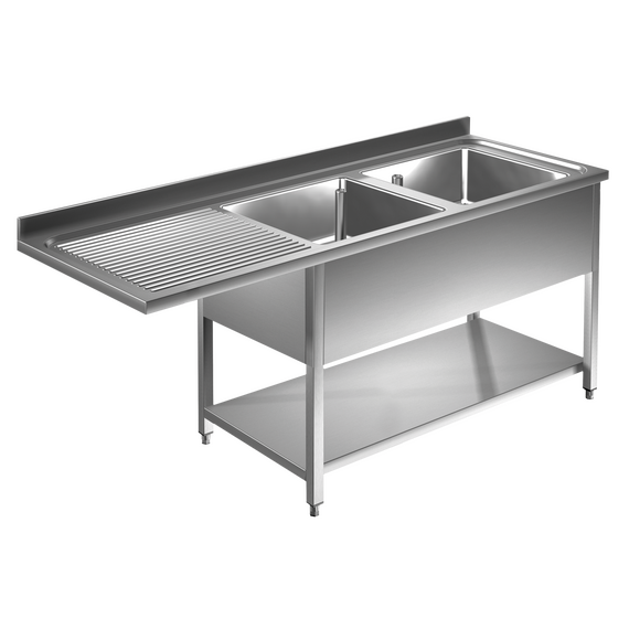 Prismafood Spülmaschinen Spültisch 1,6m-2 Becken rechts L40xB50xT25cm STD Prismafood Spülmaschinen Spültisch 1,6m-2 Becken rechts L40xB50xT25cm STD