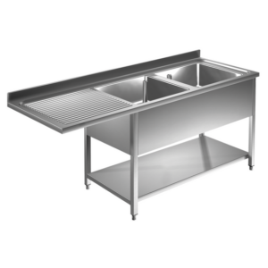 Prismafood Spülmaschinen Spültisch 1,8m-2 Becken rechts L50xB50xT30cm STD
