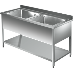 Prismafood Topf - Spültisch mit Grundboden 2,0m - 2 Becken L86xB50xT35cm STD