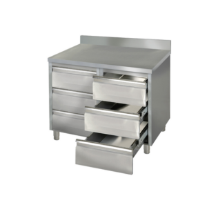 Prismafood Schubladenschrank 1,0m - mit 6 Schubladen und Aufkantung STD