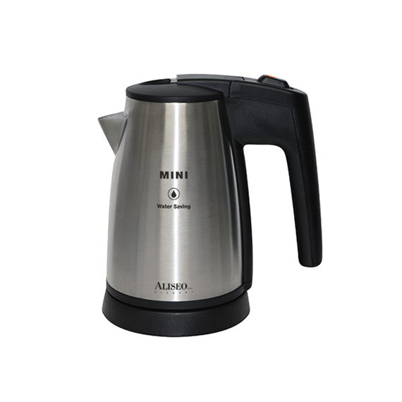 Aliseo Mini Wasserkocher - gebürstetes Chrom/schwarz, 500 ml, UK-Stecker Aliseo Mini Wasserkocher - gebürstetes Chrom/schwarz, 500 ml, UK-Stecker