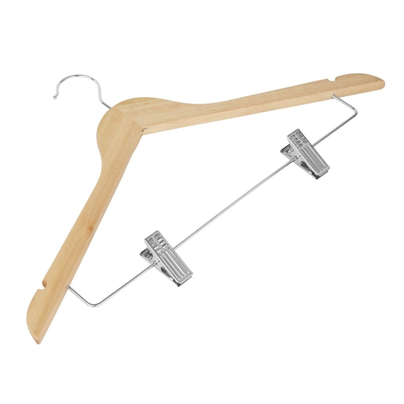 Bolero Holzkleiderbügel mit Anti-Rutsch-Klammern (10er-Pack) 1 Bolero Holzkleiderbügel mit Anti-Rutsch-Klammern (10er-Pack)