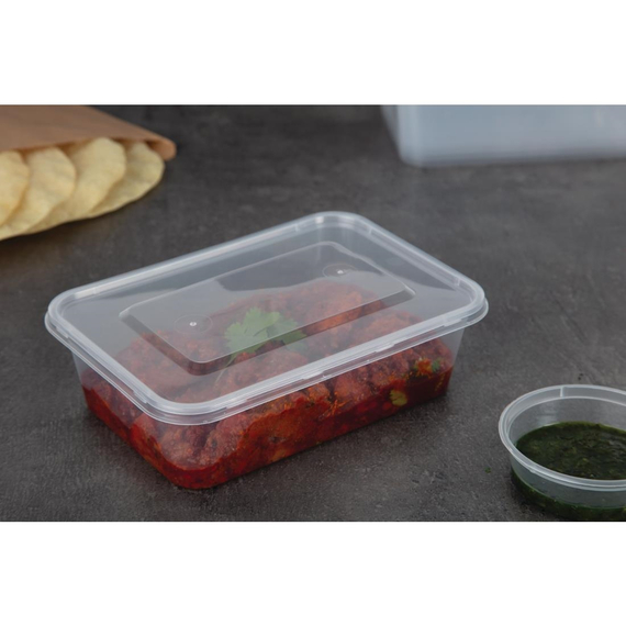 Fiesta recycelbare mikrowellengeeignete Plastikbehälter mit Deckel Mittel 650 ml (250 Stück) 1 Fiesta recycelbare mikrowellengeeignete Plastikbehälter mit Deckel Mittel 650 ml (250 Stück)