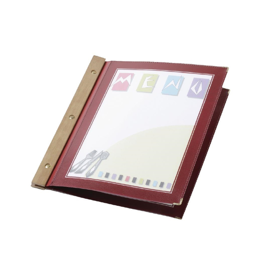 Securit Menümappe mit Holzrücken weinrot A4 Securit Menümappe mit Holzrücken weinrot A4