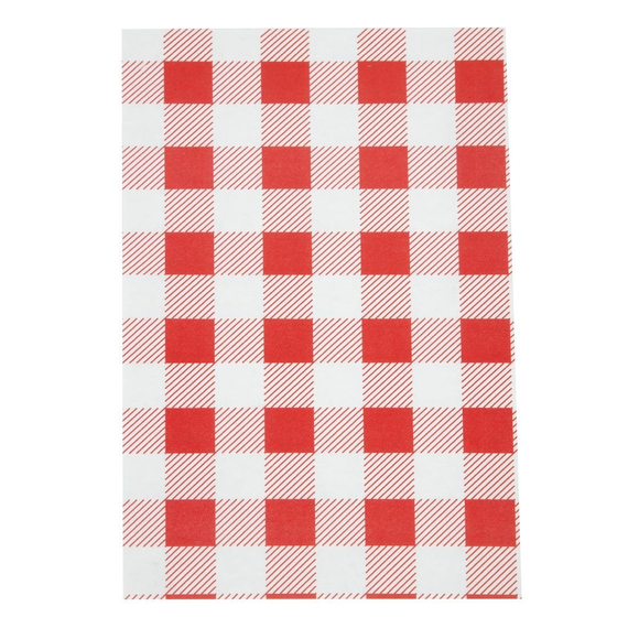 Fettabweisende Papierbögen Rotes Karo 190 x 310mm (200 Stück) Fettabweisende Papierbögen Rotes Karo 190 x 310mm (200 Stück)