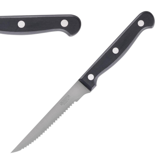 Olympia Steakmesser mit schwarzem Griff 21,5cm (12 Stück) 1 Olympia Steakmesser mit schwarzem Griff 21,5cm (12 Stück)