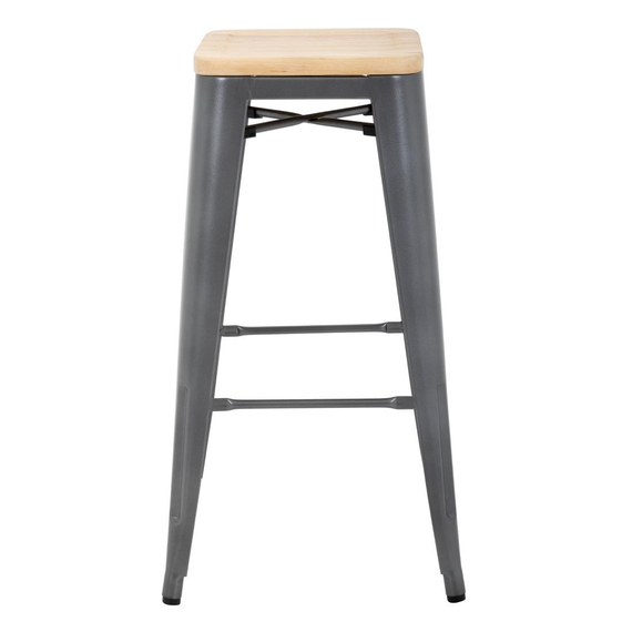 Bolero Bistro Barhocker aus Stahl mit Holzsitz - grau (4 Stück) 2 Bolero Bistro Barhocker aus Stahl mit Holzsitz - grau (4 Stück)