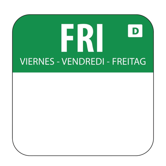 Hygiplas Selbstauflösende Lebensmittelrotationsetiketten Freitag (1000 Stück) Hygiplas Selbstauflösende Lebensmittelrotationsetiketten Freitag (1000 Stück)
