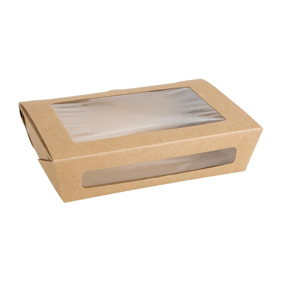 Fiesta Recycelbare Salatbox mit PET-Fenster 1200ml (Packung mit 150 Stück) 1 Fiesta Recycelbare Salatbox mit PET-Fenster 1200ml (Packung mit 150 Stück)