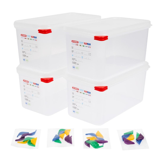 Araven Polypropylen 1/3 Gastronorm-Nahrungsbehälter 6Ltr (4 Stück) 6 Araven Polypropylen 1/3 Gastronorm-Nahrungsbehälter 6Ltr (4 Stück)