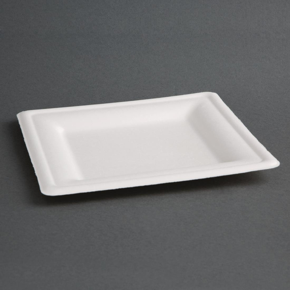 Fiesta Compostable kompostierbare Teller aus Bagasse quadratisch 26,1cm (50 Stück) 4 Fiesta Compostable kompostierbare Teller aus Bagasse quadratisch 26,1cm (50 Stück)