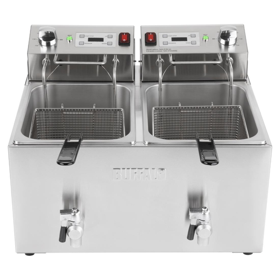 Buffalo Doppelfritteuse mit Timer 2x8Ltr 4 Buffalo Doppelfritteuse mit Timer 2x8Ltr