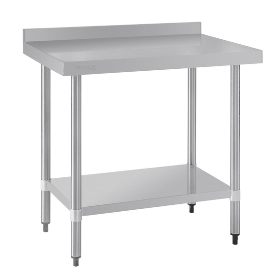 Vogue Edelstahl Arbeitstisch mit Aufkantung und Regalboden 90 x 60cm 3 Vogue Edelstahl Arbeitstisch mit Aufkantung und Regalboden 90 x 60cm