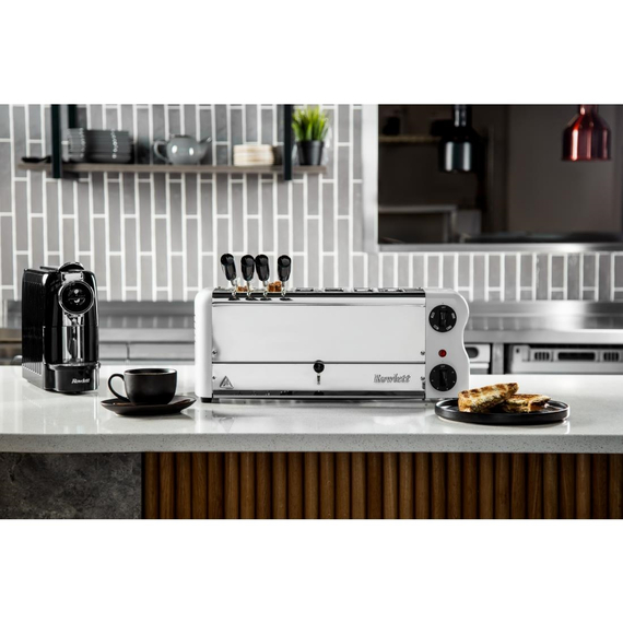 Toaster Weiß 6 Schlitze mit 2 zusätzlichen Elementen und Sandwichkäfig 8 Toaster Weiß 6 Schlitze mit 2 zusätzlichen Elementen und Sandwichkäfig