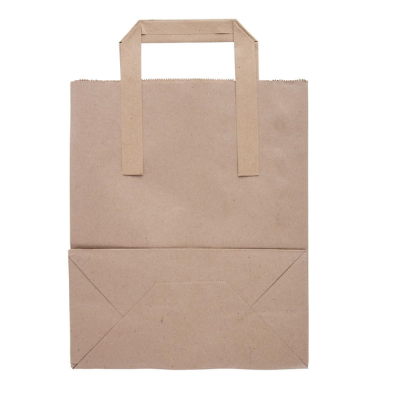 Fiesta Recycelbare flache braune Papiertragetaschen mittel (250 Stück) 2 Fiesta Recycelbare flache braune Papiertragetaschen mittel (250 Stück)