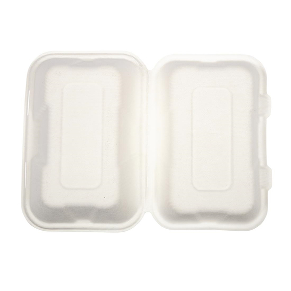 Vegware kompostierbare Einweg Menüboxen mit Klappdeckel aus Bagasse 22,8cm (200 Stück) 7 Vegware kompostierbare Einweg Menüboxen mit Klappdeckel aus Bagasse 22,8cm (200 Stück)