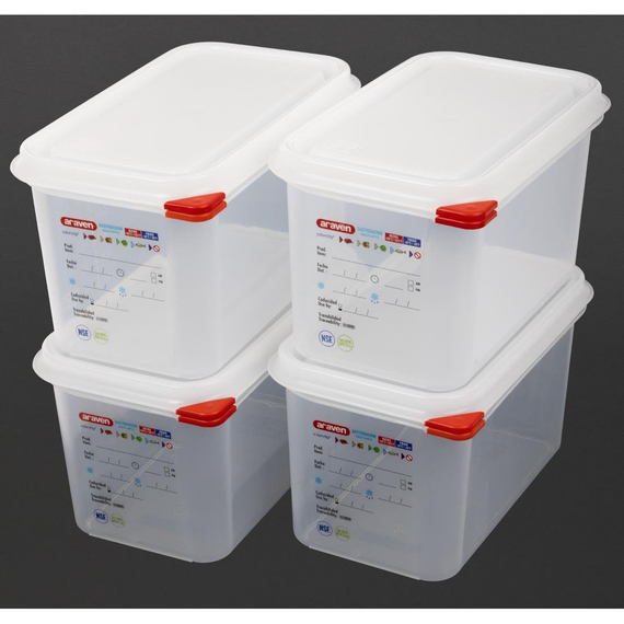 Araven GN1/4 Lebensmittelbehälter 4,3L (4 Stück) Araven GN1/4 Lebensmittelbehälter 4,3L (4 Stück)