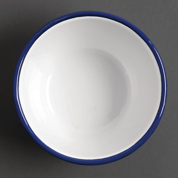Olympia emaillierte Dessertschalen weiß-blau 7,5cm (6 Stück) 2 Olympia emaillierte Dessertschalen weiß-blau 7,5cm (6 Stück)