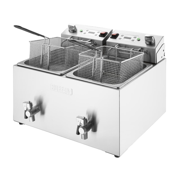 Buffalo Doppelfritteuse mit Timer 2x8Ltr 2 Buffalo Doppelfritteuse mit Timer 2x8Ltr
