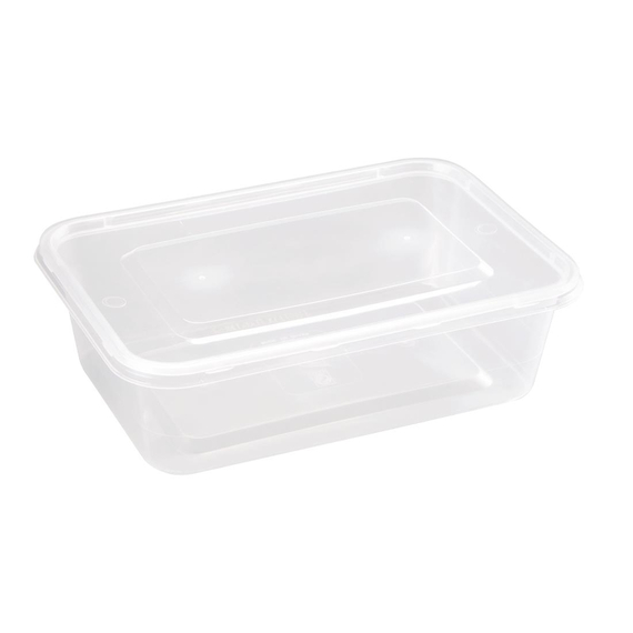 Fiesta recycelbare mikrowellengeeignete Plastikbehälter mit Deckel Mittel 650 ml (250 Stück) 3 Fiesta recycelbare mikrowellengeeignete Plastikbehälter mit Deckel Mittel 650 ml (250 Stück)