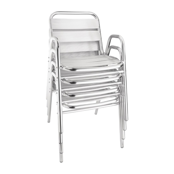 Bolero Bistrostühle mit Unterarmlehne Aluminium (4 Stück) 3 Bolero Bistrostühle mit Unterarmlehne Aluminium (4 Stück)