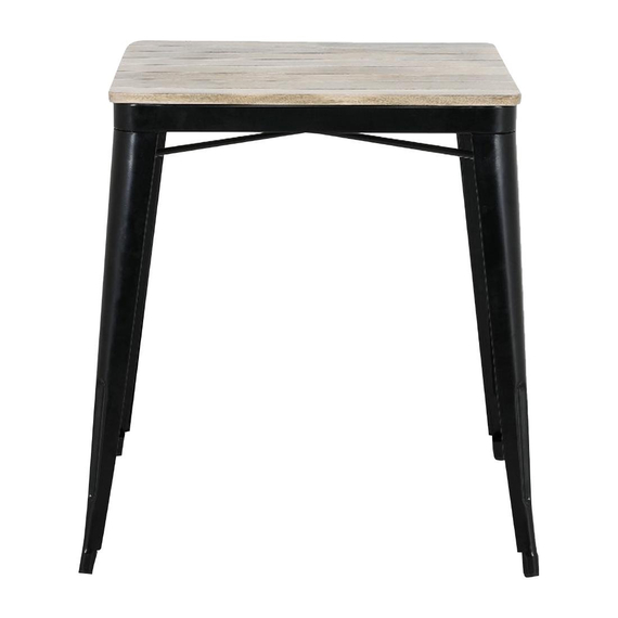Bolero Bistro Esstisch Geschlitzte Mangoholzplatte Schwarzes Gestell 650mm 3 Bolero Bistro Esstisch Geschlitzte Mangoholzplatte Schwarzes Gestell 650mm