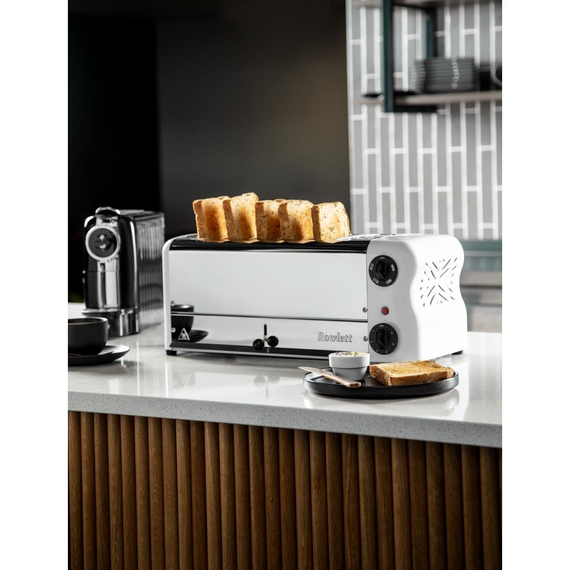 Toaster Weiß 6 Schlitze mit 2 zusätzlichen Elementen und Sandwichkäfig 6 Toaster Weiß 6 Schlitze mit 2 zusätzlichen Elementen und Sandwichkäfig