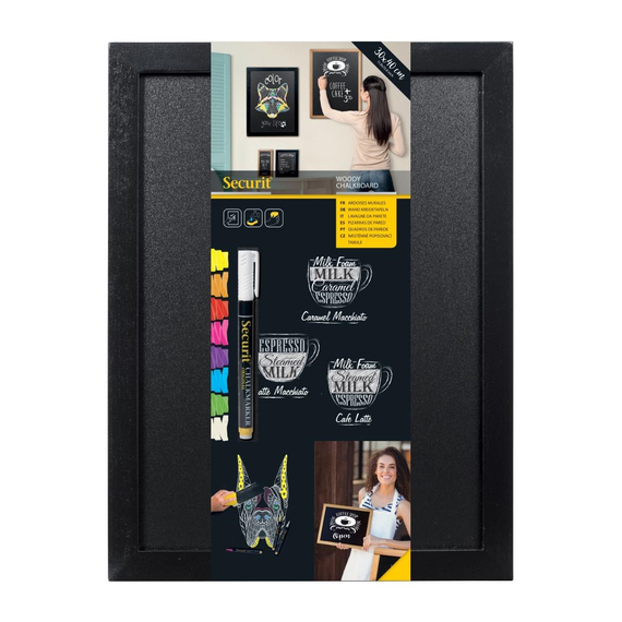 Securit Woody Kreidetafel 30x40, inklusive weißem Kreidemarker und Montageset 2 Securit Woody Kreidetafel 30x40, inklusive weißem Kreidemarker und Montageset