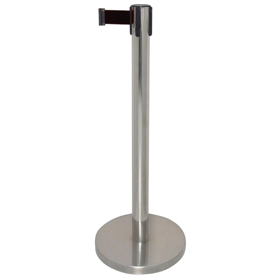 Bolero Absperrpfosten aus Edelstahl mit schwarzem Band 3m Bolero Absperrpfosten aus Edelstahl mit schwarzem Band 3m