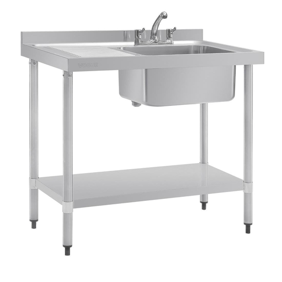 Vogue Edelstahl Spüle 1 Spüle rechts 100x60cm 2 Vogue Edelstahl Spüle 1 Spüle rechts 100x60cm