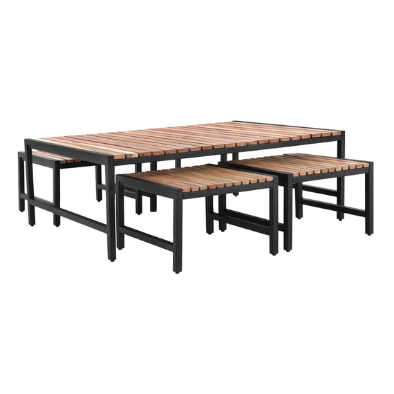 Niedriger Couchtisch Bolero aus Stahl und Akazie, 1200 x 800 mm 3 Niedriger Couchtisch Bolero aus Stahl und Akazie, 1200 x 800 mm