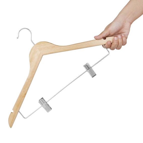 Bolero Holzkleiderbügel mit Anti-Rutsch-Klammern (10er-Pack) 2 Bolero Holzkleiderbügel mit Anti-Rutsch-Klammern (10er-Pack)
