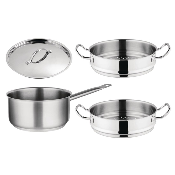 Vogue Kochen wie die Profis Set mit 5L Stieltopf und 2x Dampfgareinsatz 2 Vogue Kochen wie die Profis Set mit 5L Stieltopf und 2x Dampfgareinsatz