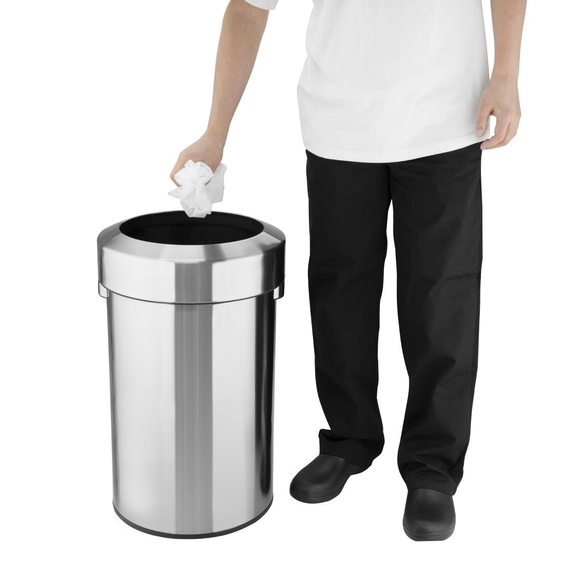 Bolero Gebürsteter Stahlbehälter mit offenem Deckel 70Ltr 4 Bolero Gebürsteter Stahlbehälter mit offenem Deckel 70Ltr