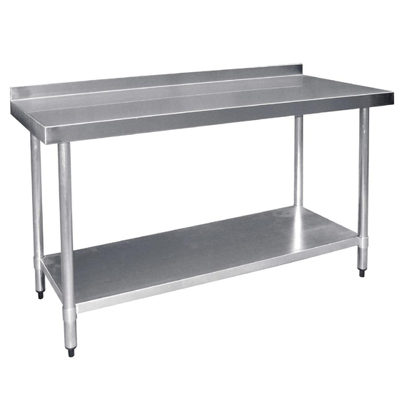Vogue Edelstahl Arbeitstisch mit Aufkantung und Regalboden 180 x 60cm 3 Vogue Edelstahl Arbeitstisch mit Aufkantung und Regalboden 180 x 60cm