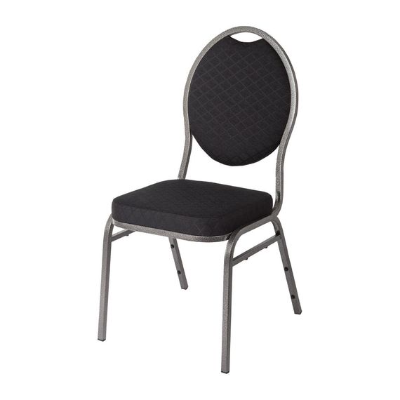 Bolero Bankettstühle mit ovaler Rückenlehne Grau & Schwarz (4 Stück) 2 Bolero Bankettstühle mit ovaler Rückenlehne Grau & Schwarz (4 Stück)