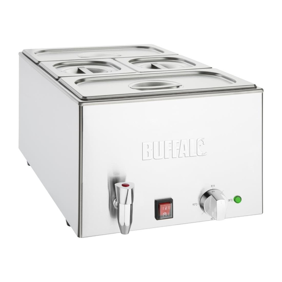 Buffalo Bain Marie mit Ablasshahn und Schalen Buffalo Bain Marie mit Ablasshahn und Schalen
