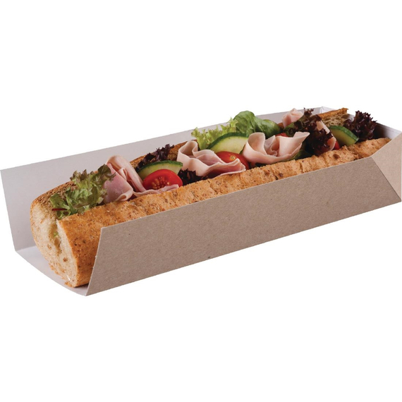 Kompostierbare Baguetteschachtel mit offener Seite 25cm (500 Stück) 1 Kompostierbare Baguetteschachtel mit offener Seite 25cm (500 Stück)