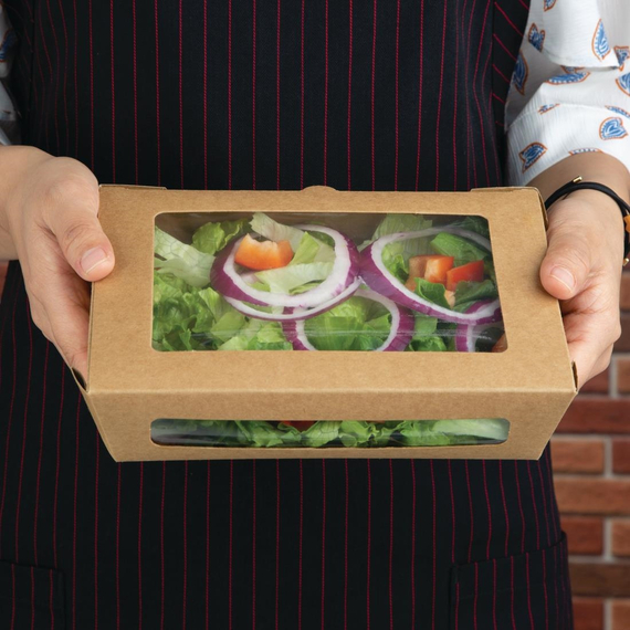 Fiesta Compostable kompostierbare Salatschüsseln mit PLA-Fenstern 1200ml (200 Stück) 3 Fiesta Compostable kompostierbare Salatschüsseln mit PLA-Fenstern 1200ml (200 Stück)