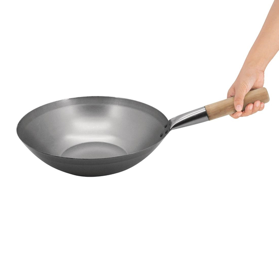Vogue Wok aus Stahl mit flachem Boden 330mm 4 Vogue Wok aus Stahl mit flachem Boden 330mm