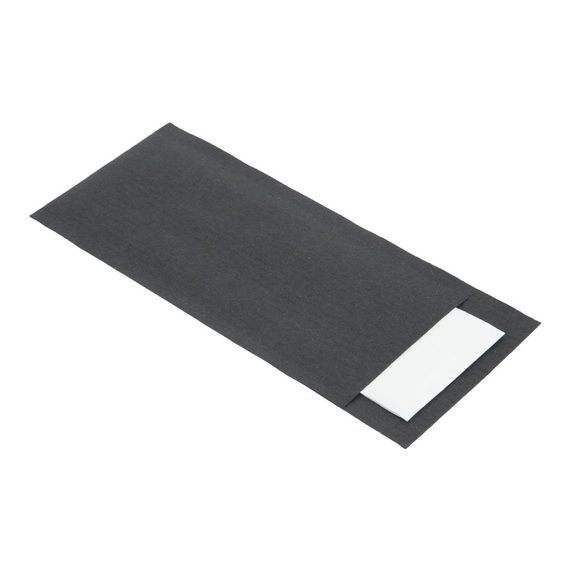 Europochette Schwarze Bestecktasche mit weißer Serviette (Box 500) (500 Stück) 1 Europochette Schwarze Bestecktasche mit weißer Serviette (Box 500) (500 Stück)