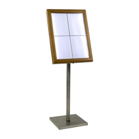 Securit Menükartenhalter mit weißen LEDs aus Teakholz 4xA4 mit Pfosten und Sockel 1 Securit Menükartenhalter mit weißen LEDs aus Teakholz 4xA4 mit Pfosten und Sockel