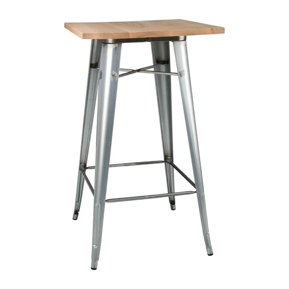 Bolero Bistro-Bartisch mit Holzplatte Verzinkter Stahl Bolero Bistro-Bartisch mit Holzplatte Verzinkter Stahl