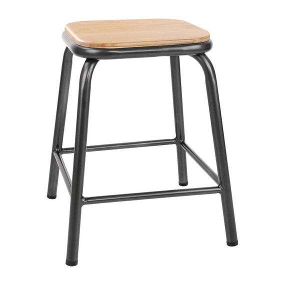 Bolero Cantina niedriger Hocker mit Holzsitz metallic grau (4 Stück) 1 Bolero Cantina niedriger Hocker mit Holzsitz metallic grau (4 Stück)